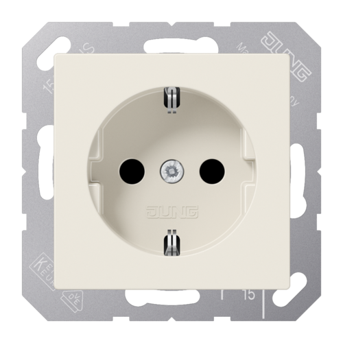 Розетка JUNG A 500, скрытый монтаж, с заземлением, слоновая кость