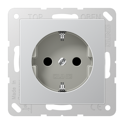 Розетка JUNG A 500, скрытый монтаж, с заземлением, алюминий