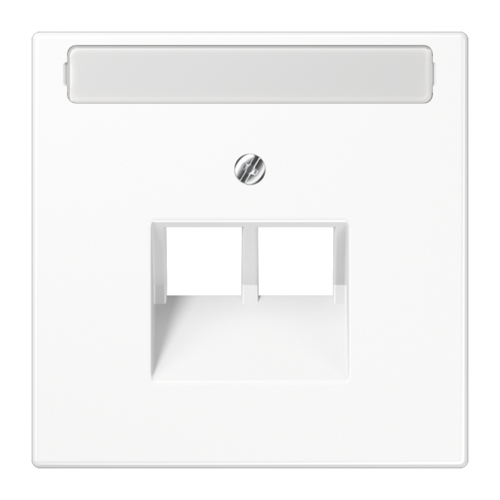 JUNG LS 990 Белая Накладка 2-ой наклонной ТЛФ/комп розетки с полем для надписи